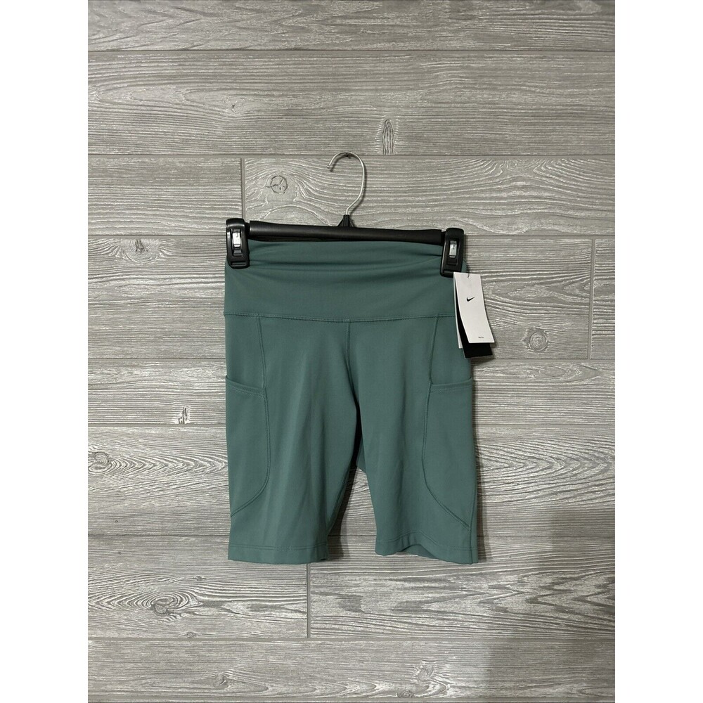 Nike Women's One High-Waisted 8" Biker Shorts‎ With Pockets, Green, Small - NWT
